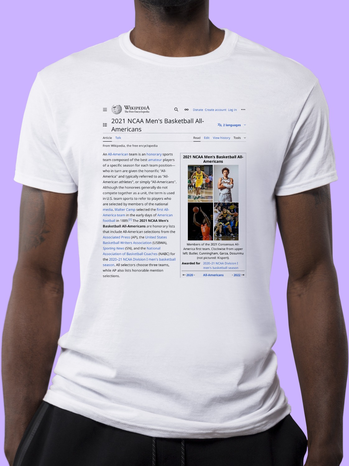2021_NCAA_Men's_Basketball_All-Americans Wikipedia Shirt