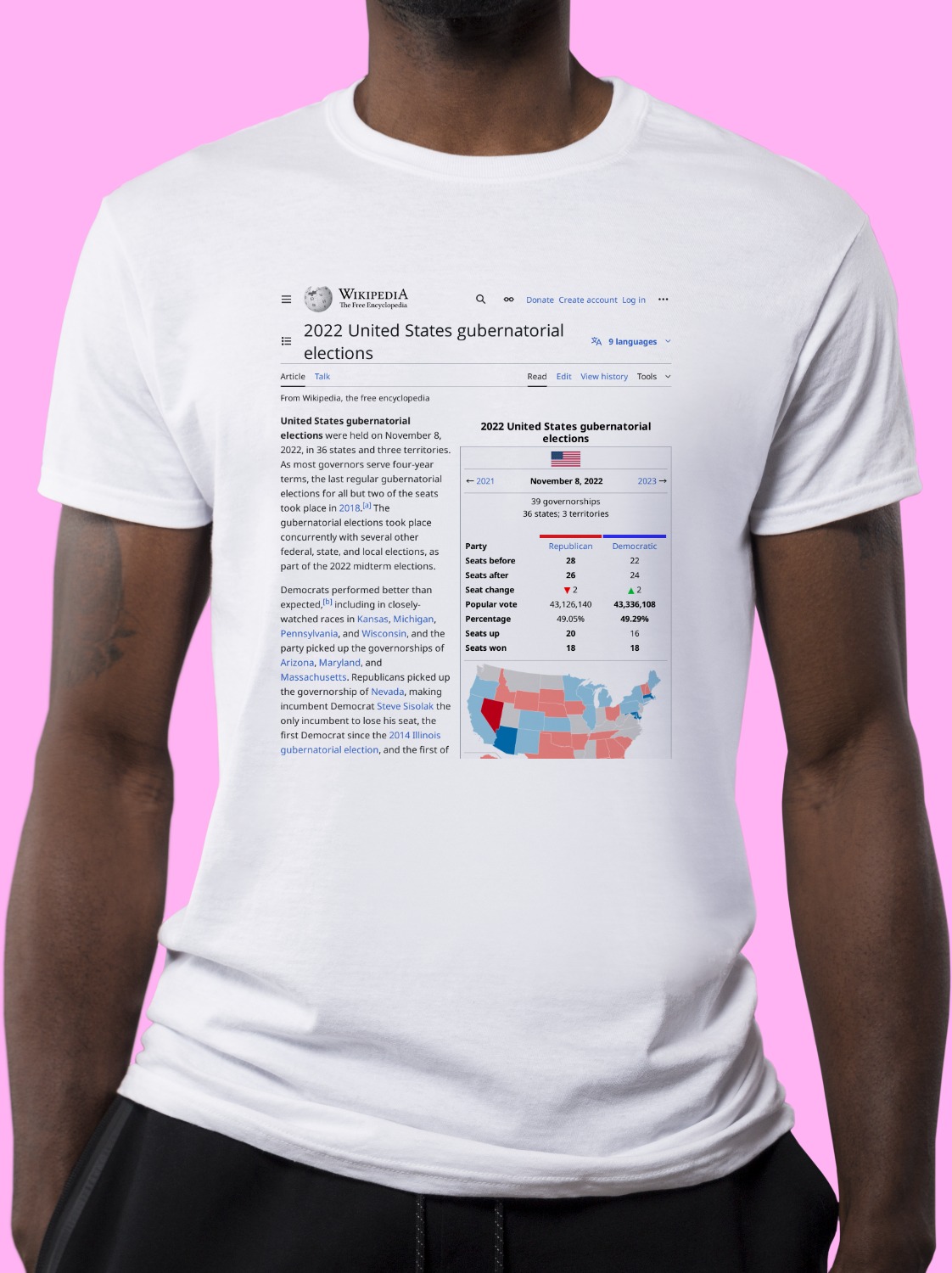 American citizens that are registered voters directly elect the united states congress. 2022 United States gubernatorial elections Wikipedia T-Shirt