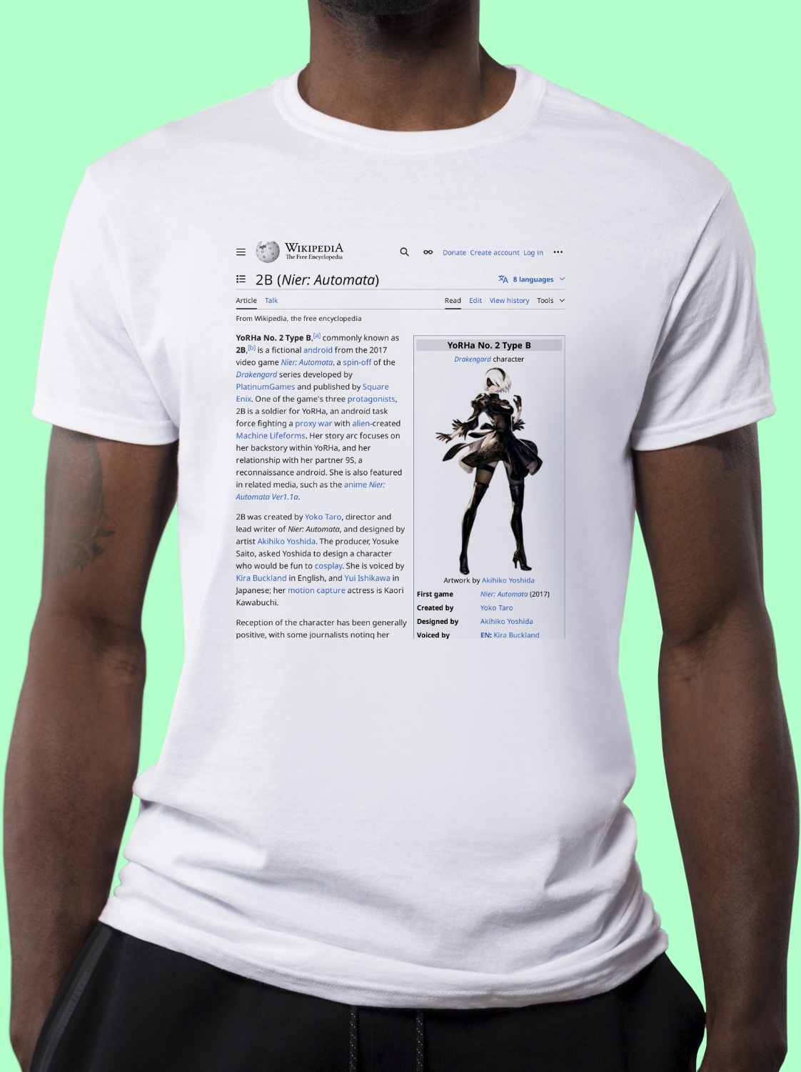 2B_(Nier:_Automata) Wikipedia Shirt