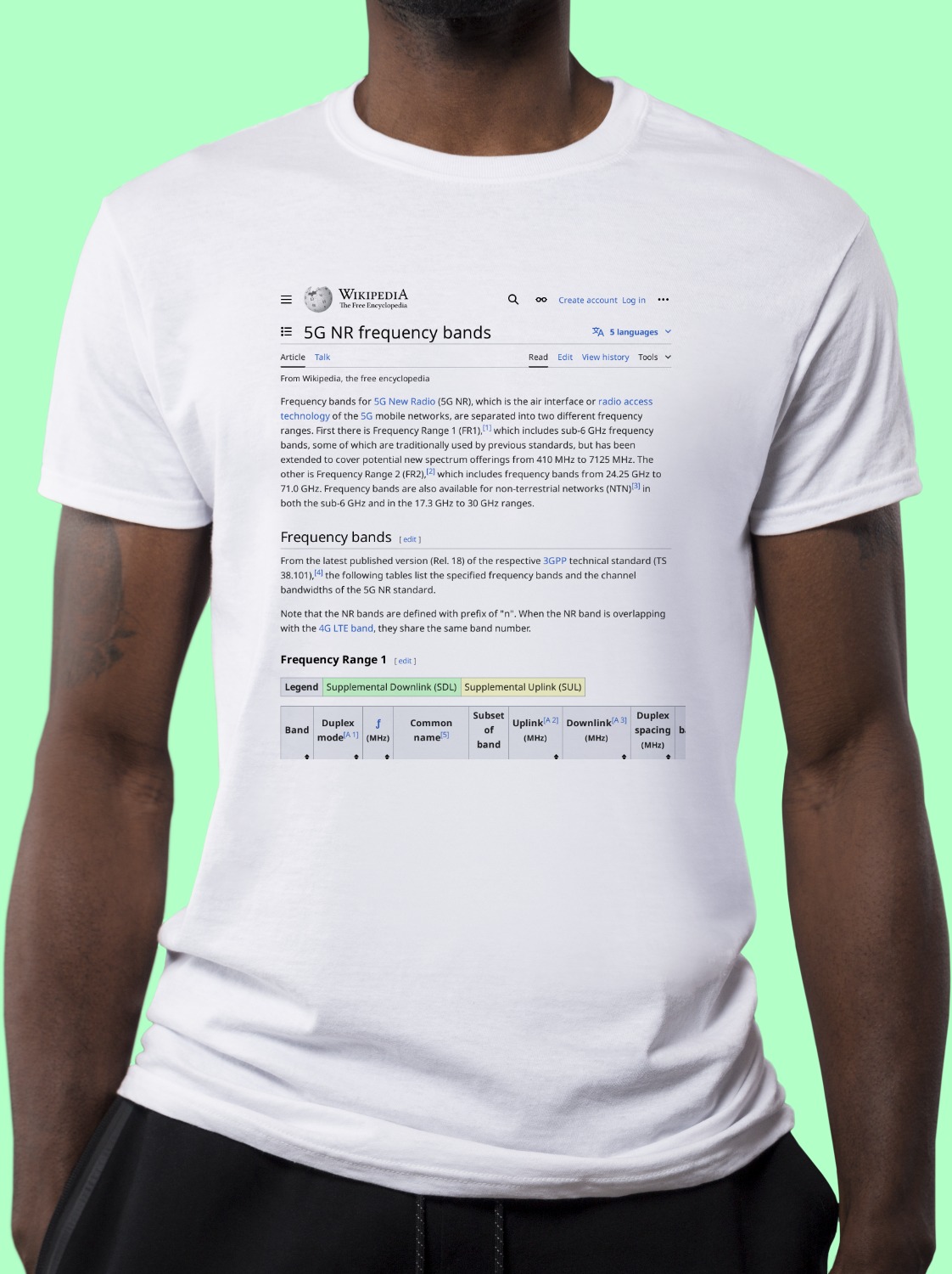 5G_NR_frequency_bands Wikipedia Shirt