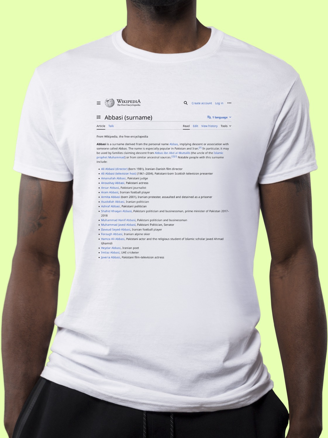 Abbasi_(surname) Wikipedia Shirt