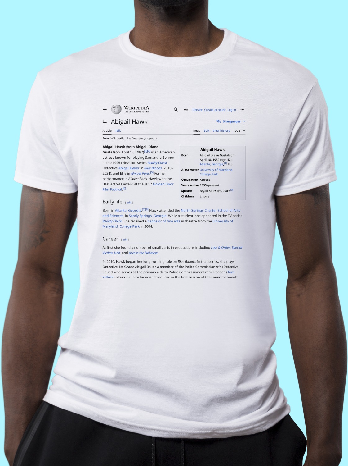 Abigail_Hawk Wikipedia Shirt