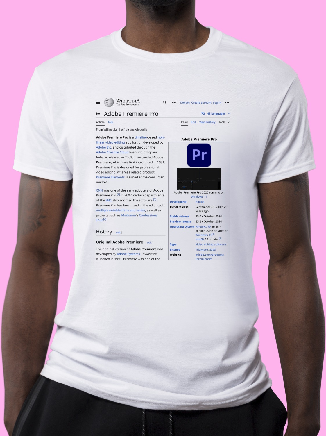 Adobe_Premiere_Pro Wikipedia Shirt