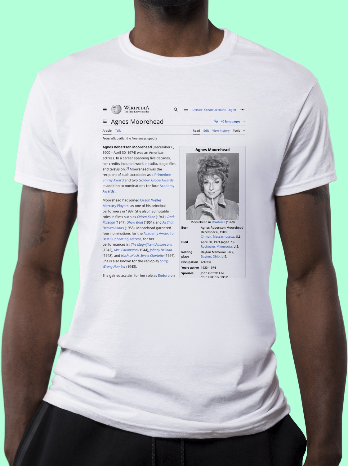 Agnes_Moorehead Wikipedia Shirt