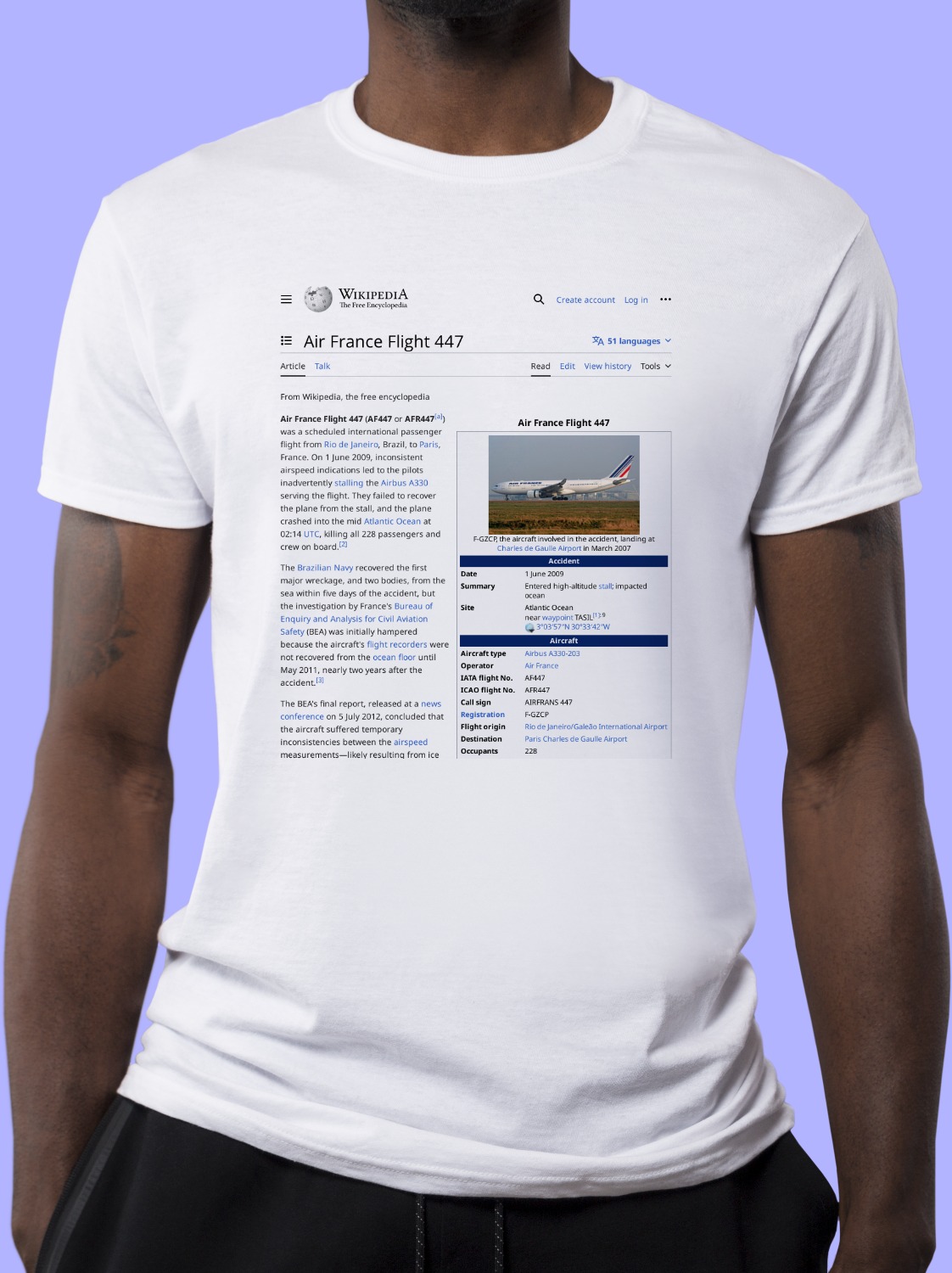 Air_France_Flight_447 Wikipedia Shirt