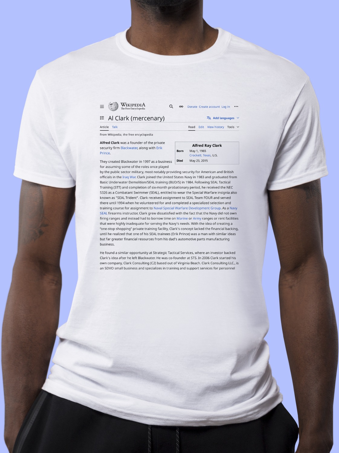 Al_Clark_(Blackwater) Wikipedia Shirt