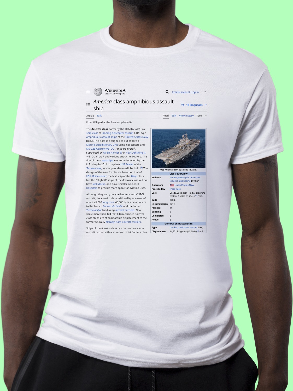 America-class amphibious assault ship Wikipedia T-Shirt