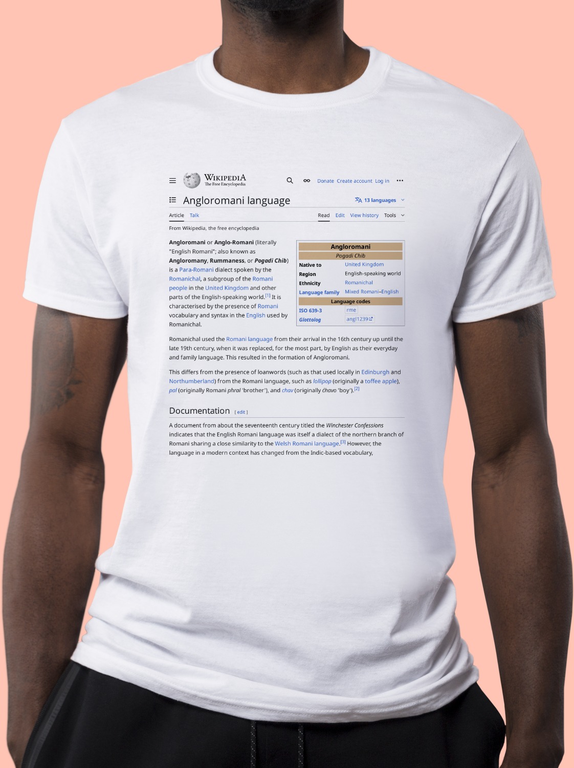 Angloromani_language Wikipedia Shirt