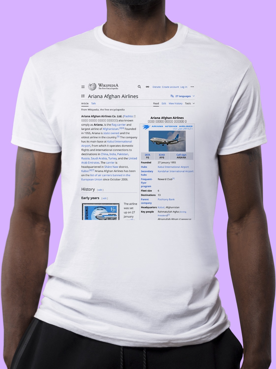 Ariana_Afghan_Airlines Wikipedia Shirt