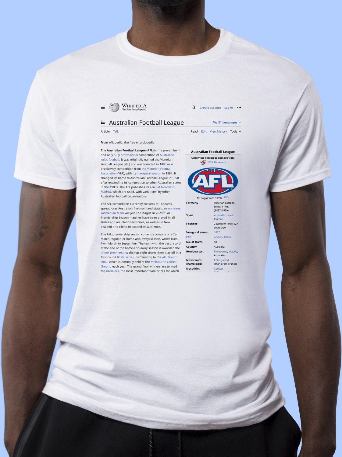 Australian_Football_League Wikipedia Shirt
