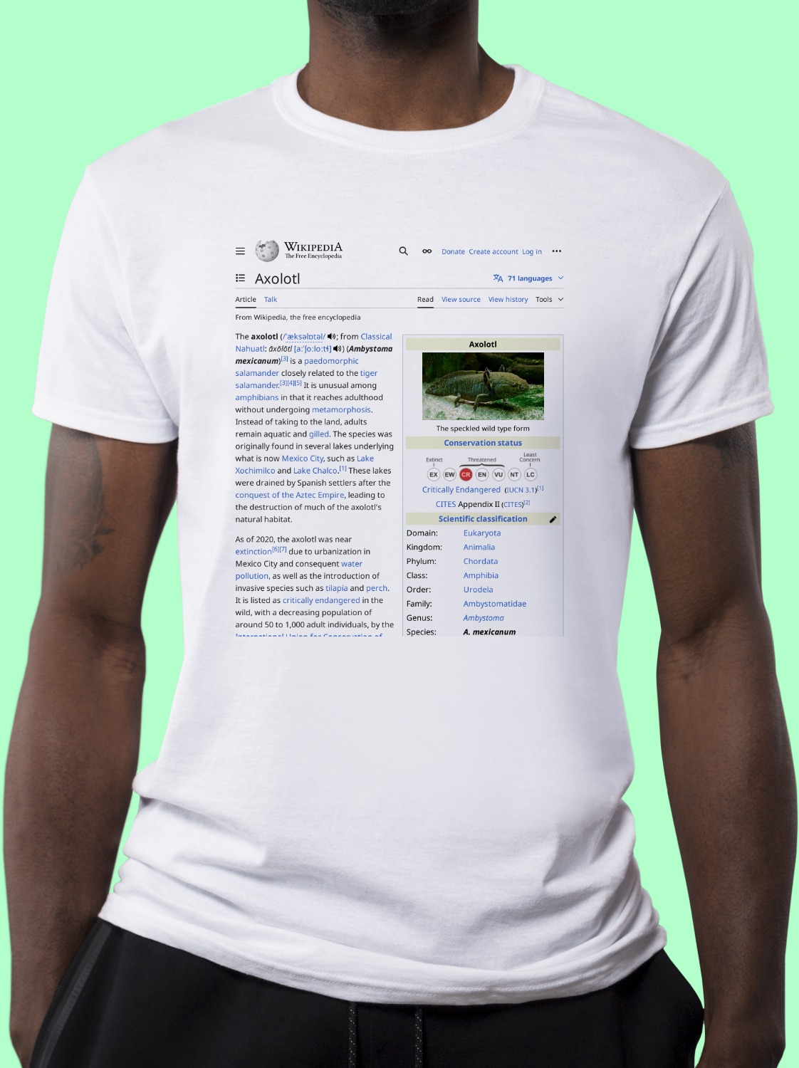 Axolotl Wikipedia Shirt