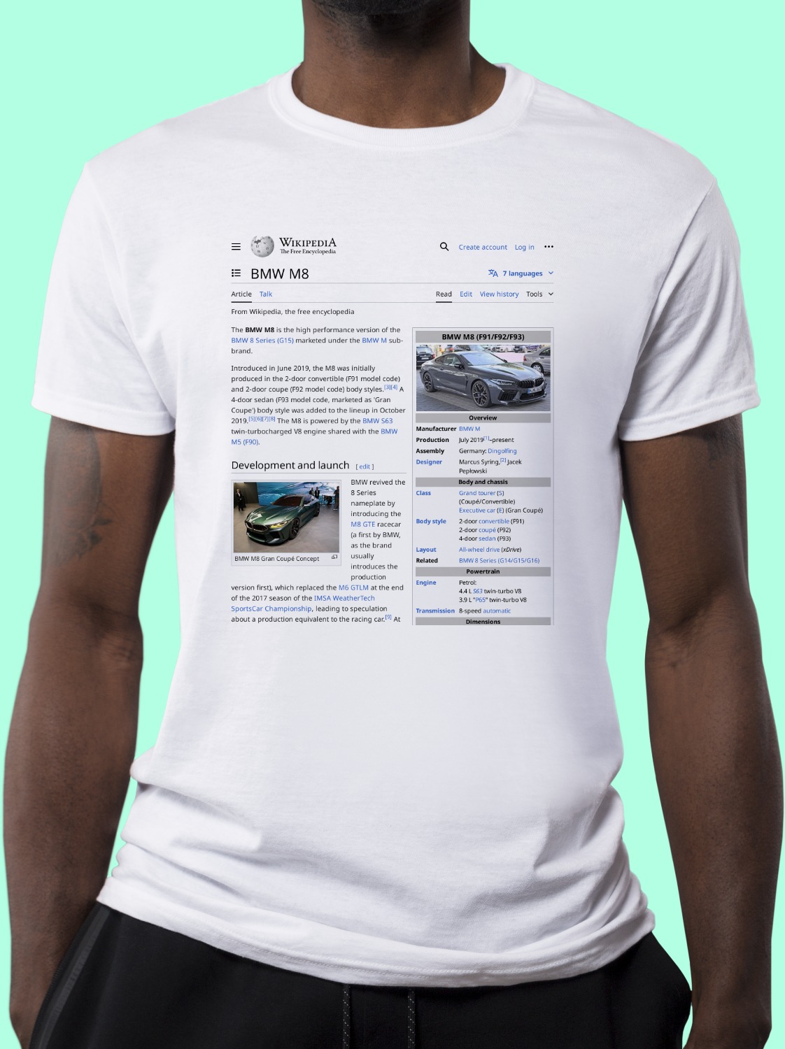 BMW_M8 Wikipedia Shirt