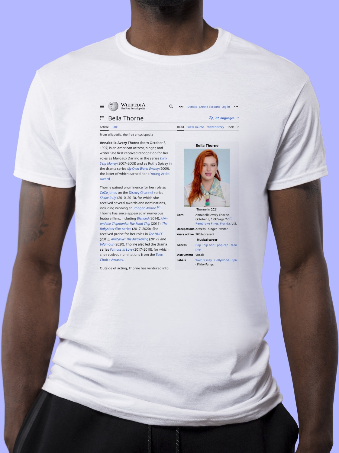 Bella_Thorne Wikipedia Shirt