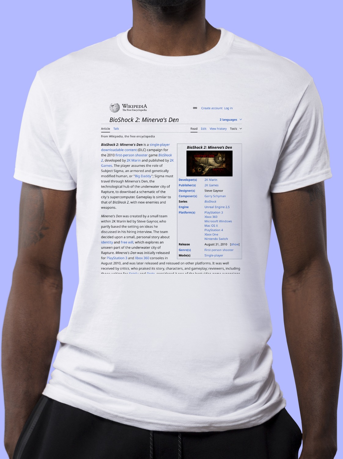 BioShock_2:_Minerva's_Den Wikipedia Shirt