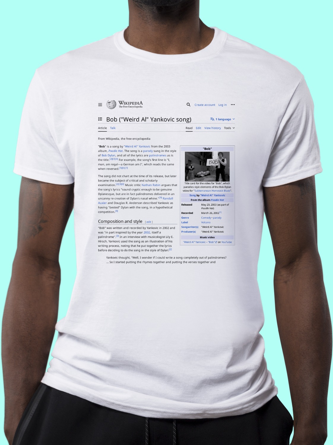 Bob_("Weird_Al"_Yankovic_song) Wikipedia Shirt