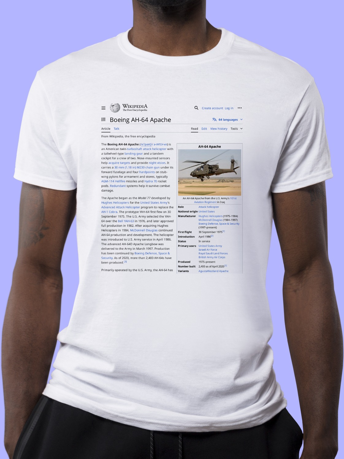 Boeing_AH-64_Apache Wikipedia Shirt