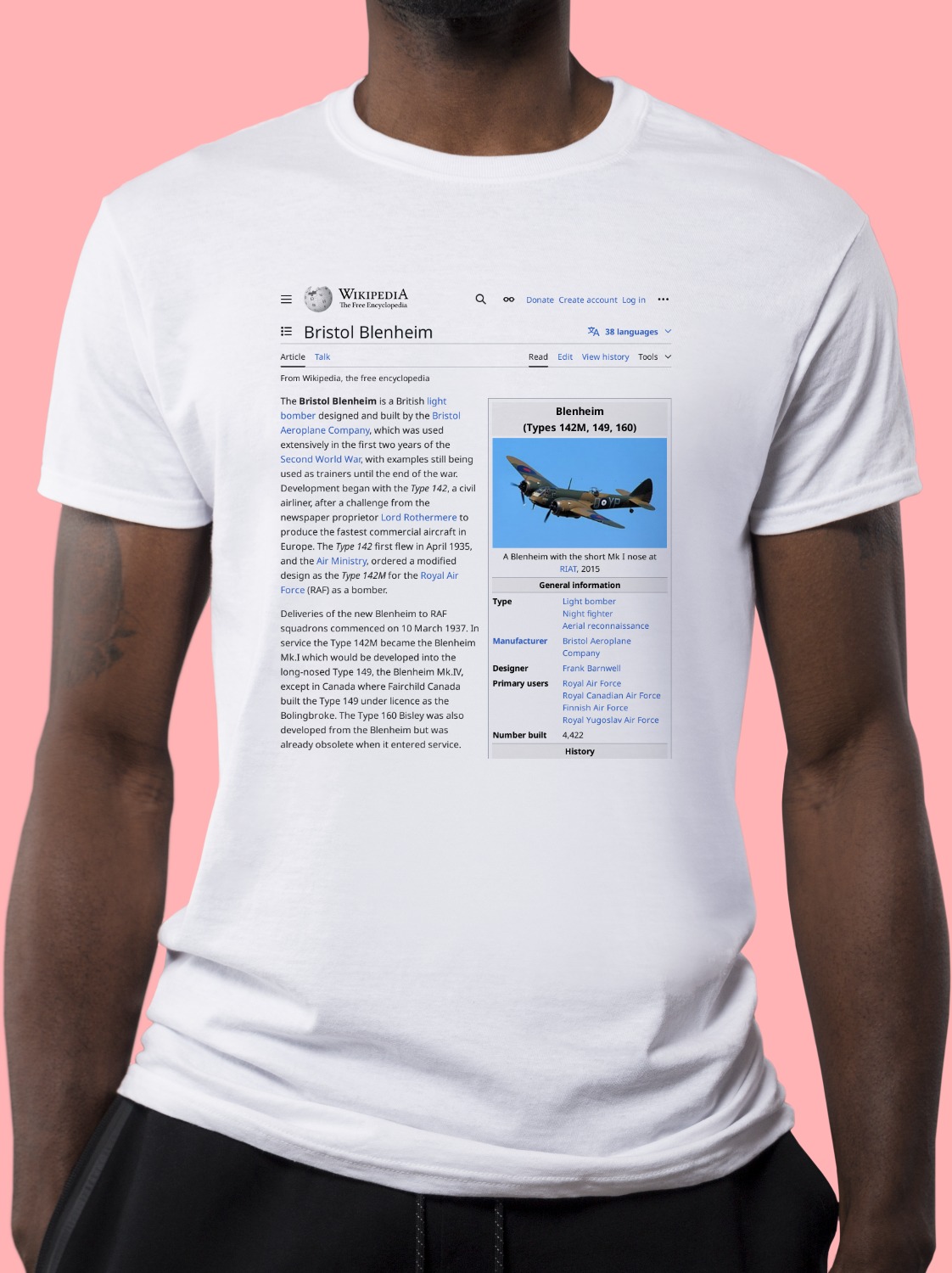 Bristol_Blenheim Wikipedia Shirt