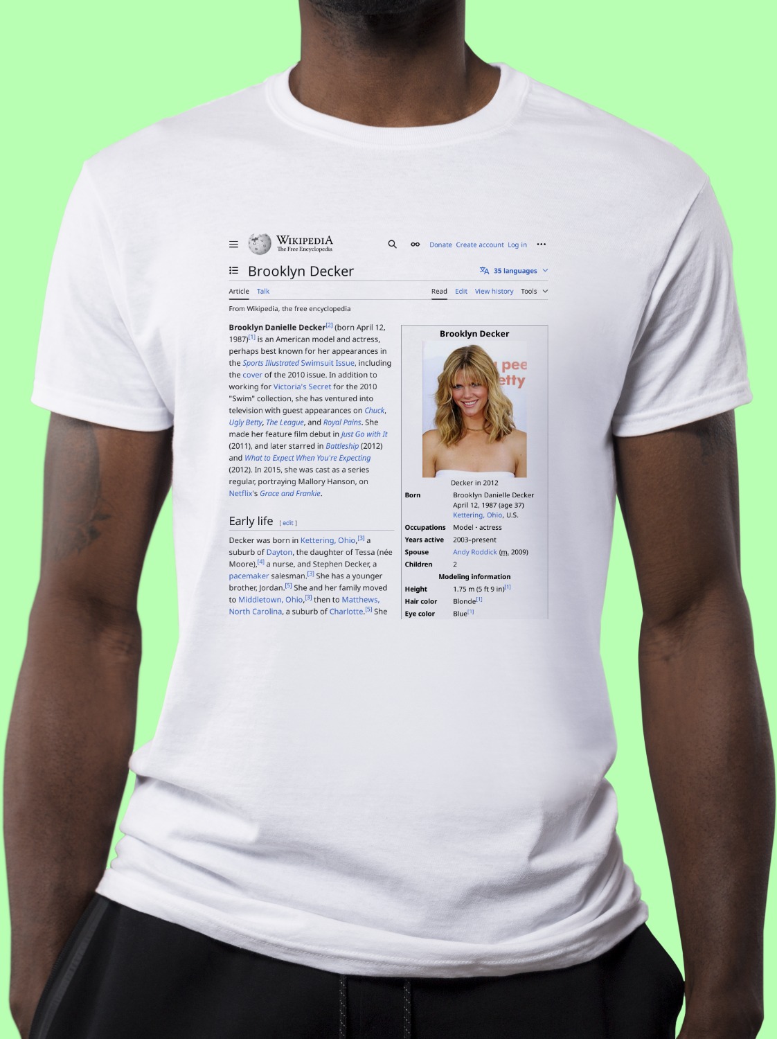 Brooklyn Decker Wikipedia T-Shirt