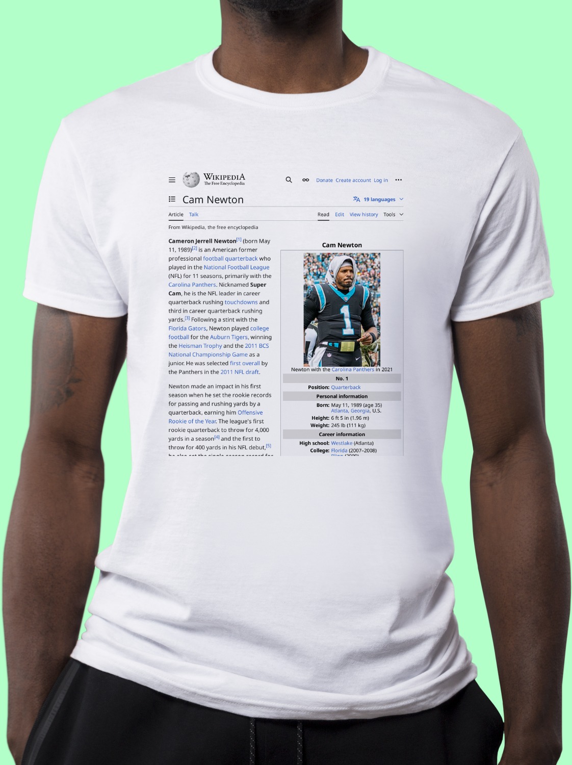 Cam_Newton Wikipedia Shirt