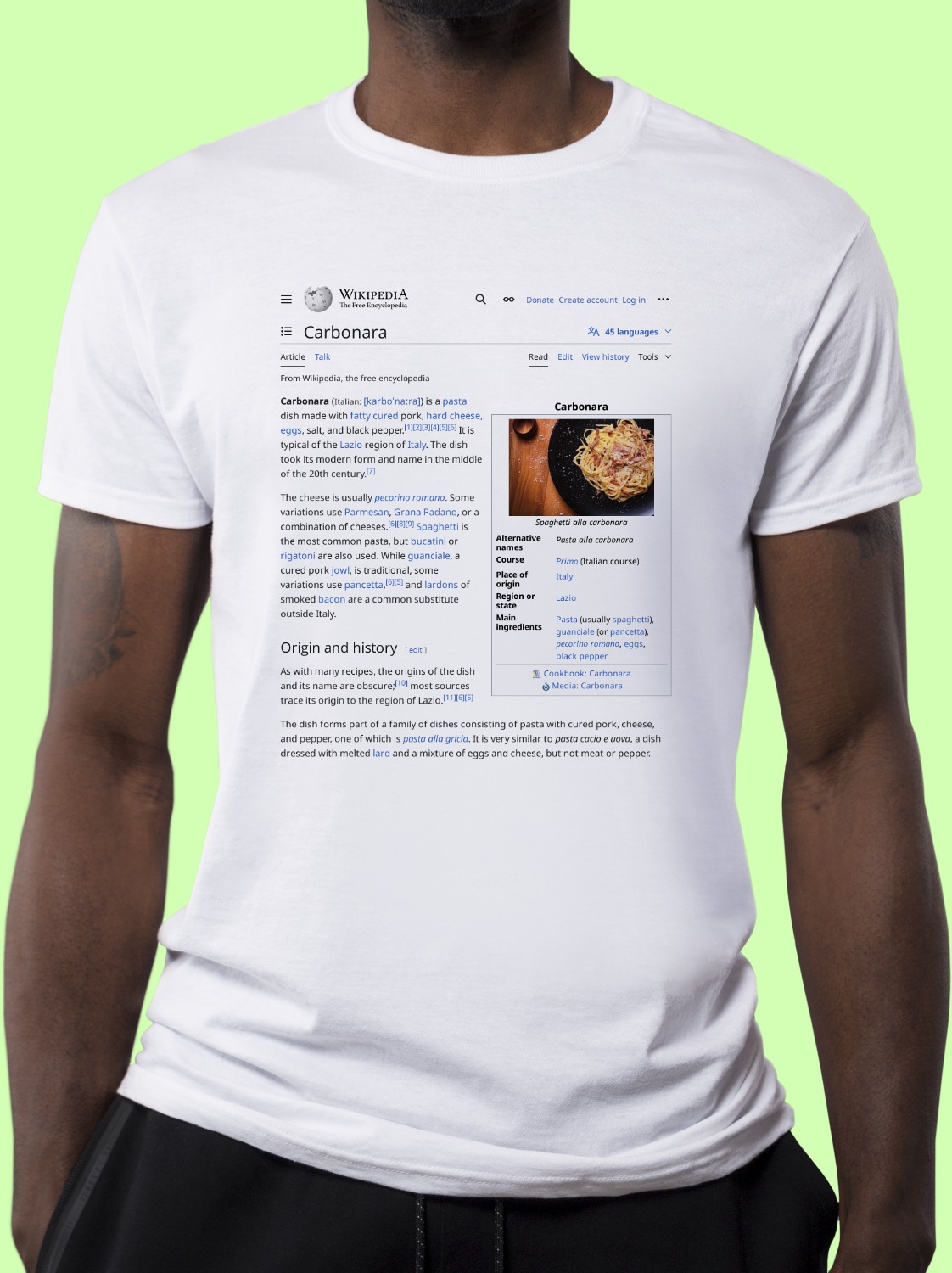 Carbonara Wikipedia Shirt