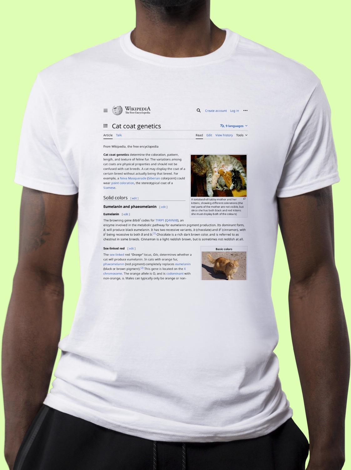 Cat_coat_genetics Wikipedia Shirt