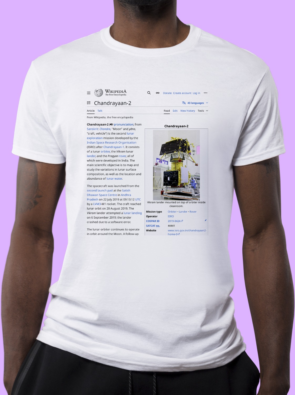 Chandrayaan-2 Wikipedia Shirt