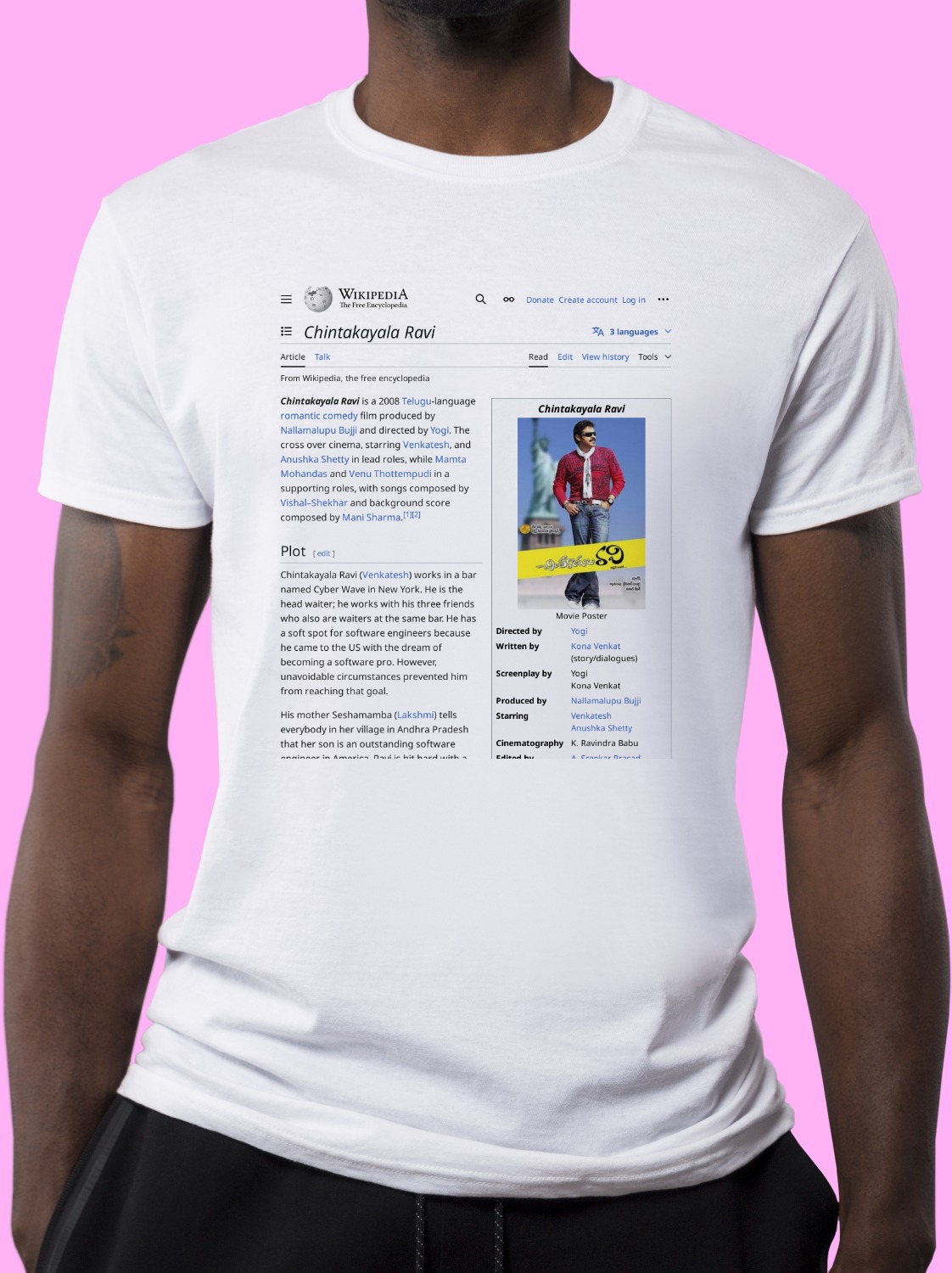 Chintakayala_Ravi Wikipedia Shirt