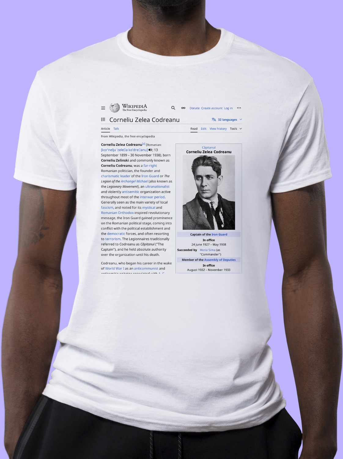Corneliu_Zelea_Codreanu Wikipedia Shirt