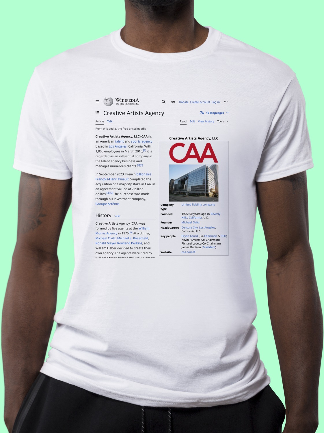 Creative_Artists_Agency Wikipedia Shirt