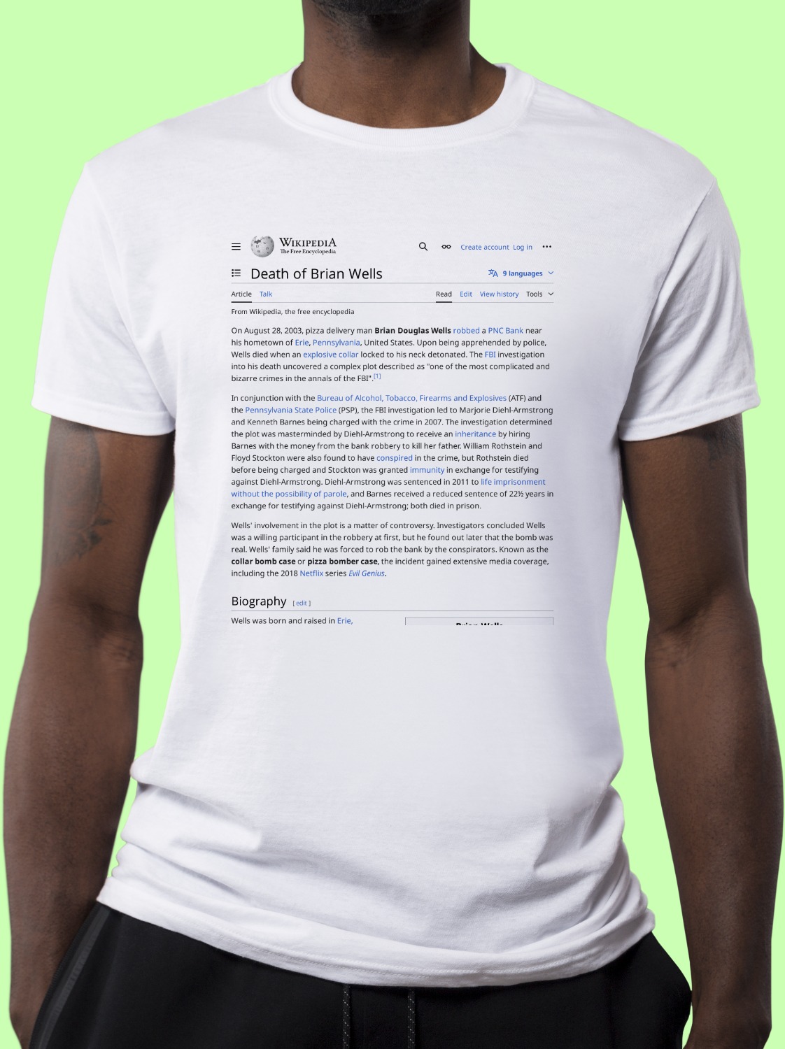 Death_of_Brian_Wells Wikipedia Shirt