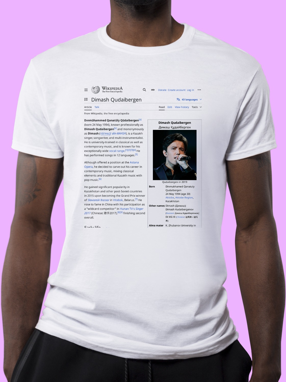 Dimash_Kudaibergen Wikipedia Shirt