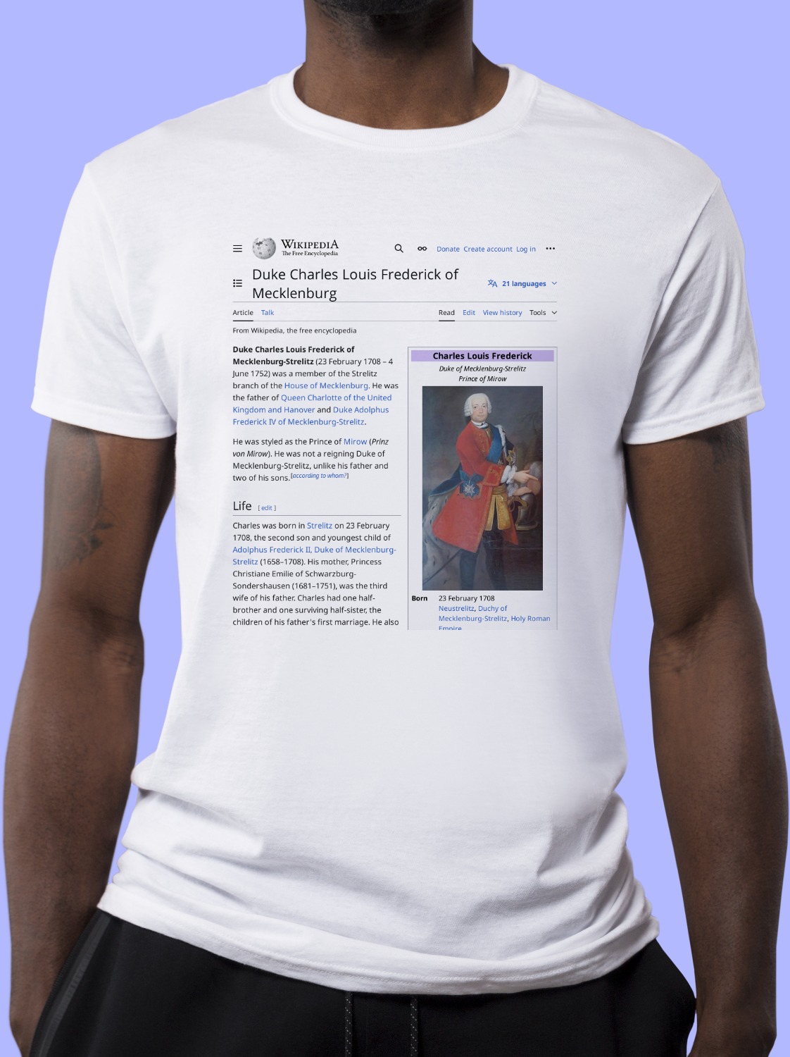 Duke_Charles_Louis_Frederick_of_Mecklenburg Wikipedia Shirt