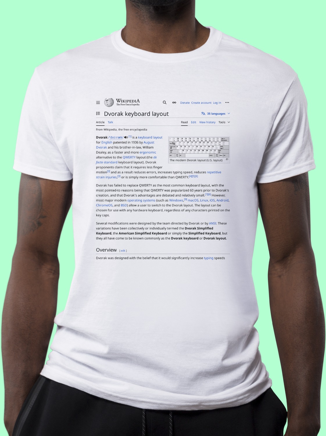 Dvorak_keyboard_layout Wikipedia Shirt