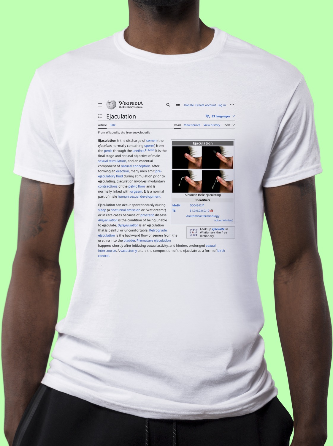 Ejaculation Wikipedia Shirt
