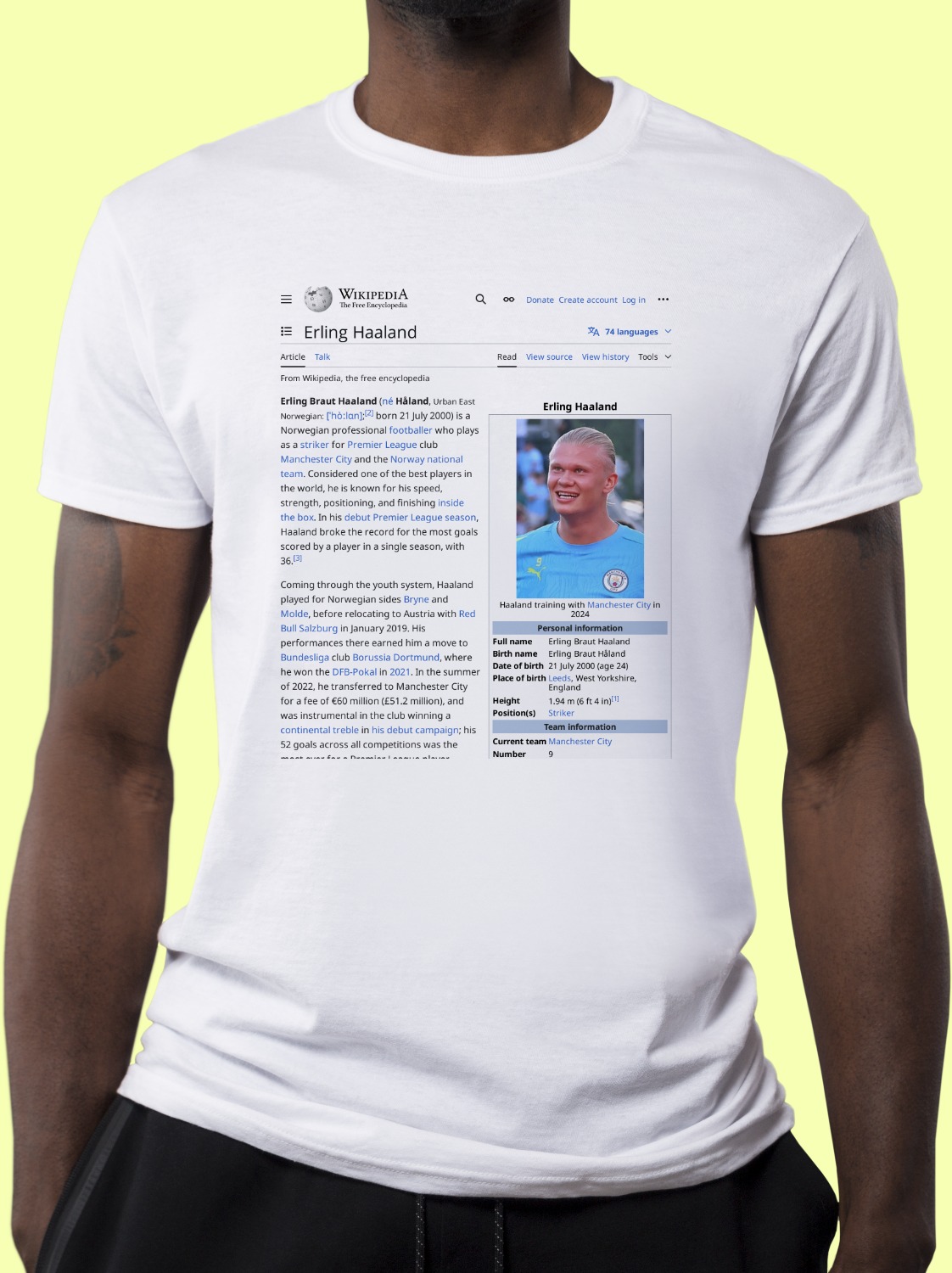 Erling_Haaland Wikipedia Shirt