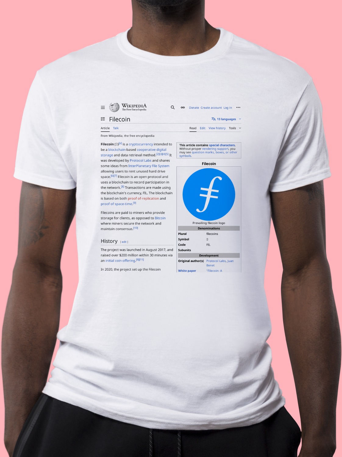 Filecoin Wikipedia Shirt