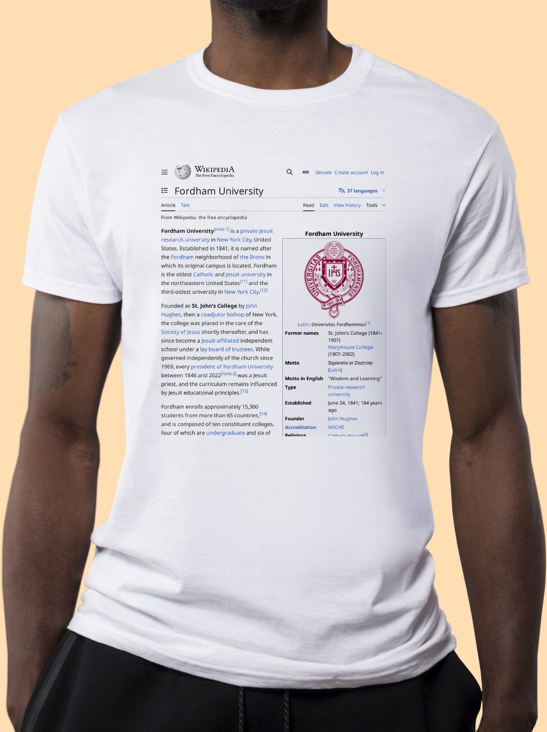 Fordham_University Wikipedia Shirt