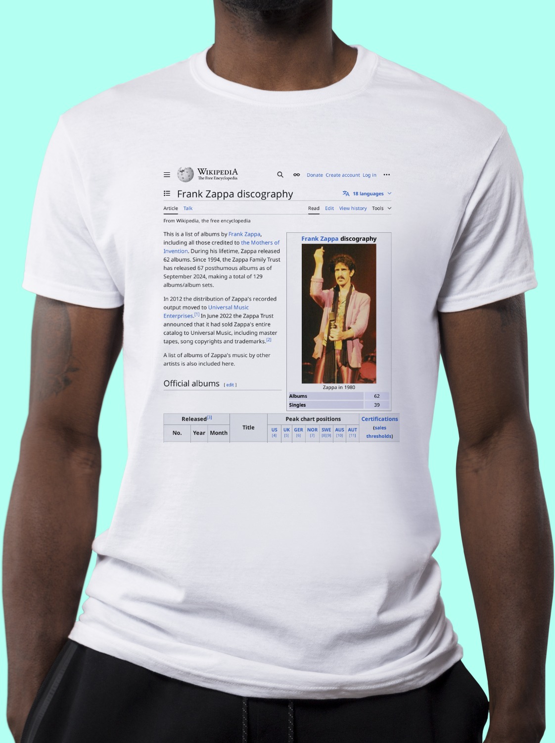 Frank_Zappa_discography Wikipedia Shirt