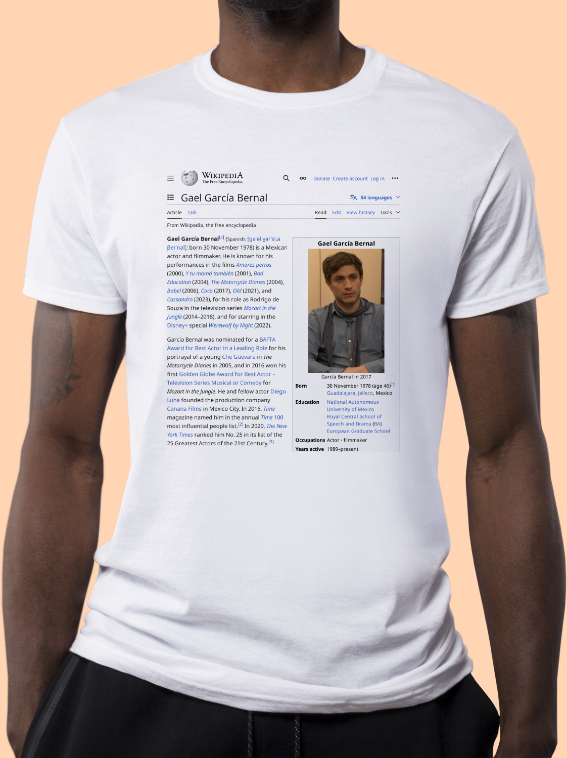 Gael_García_Bernal Wikipedia Shirt