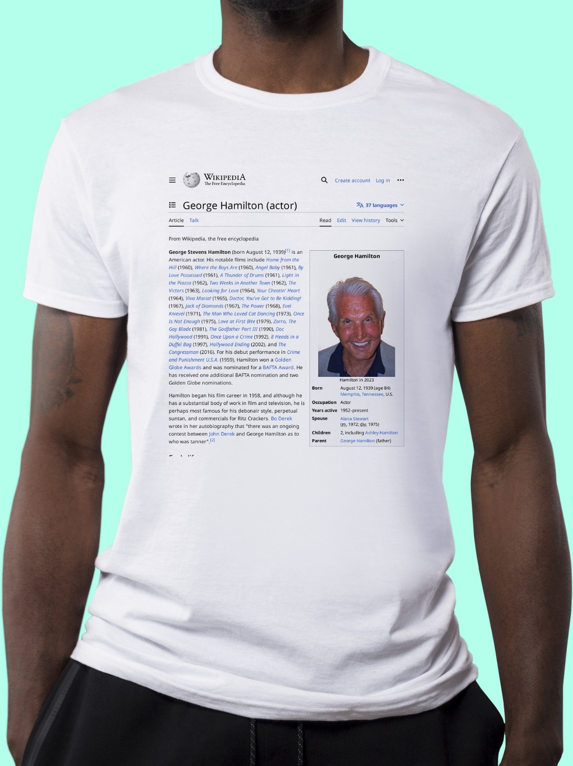 George_Hamilton_(actor) Wikipedia Shirt