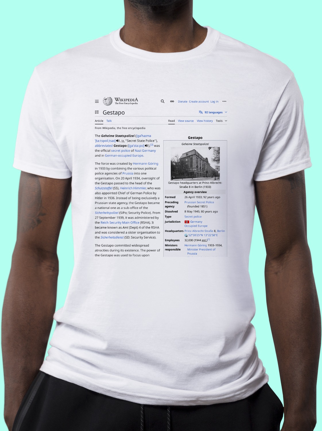 Gestapo Wikipedia Shirt