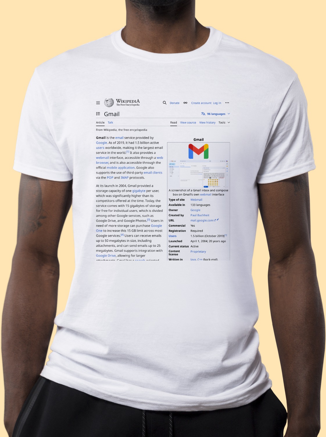 Gmail Wikipedia Shirt