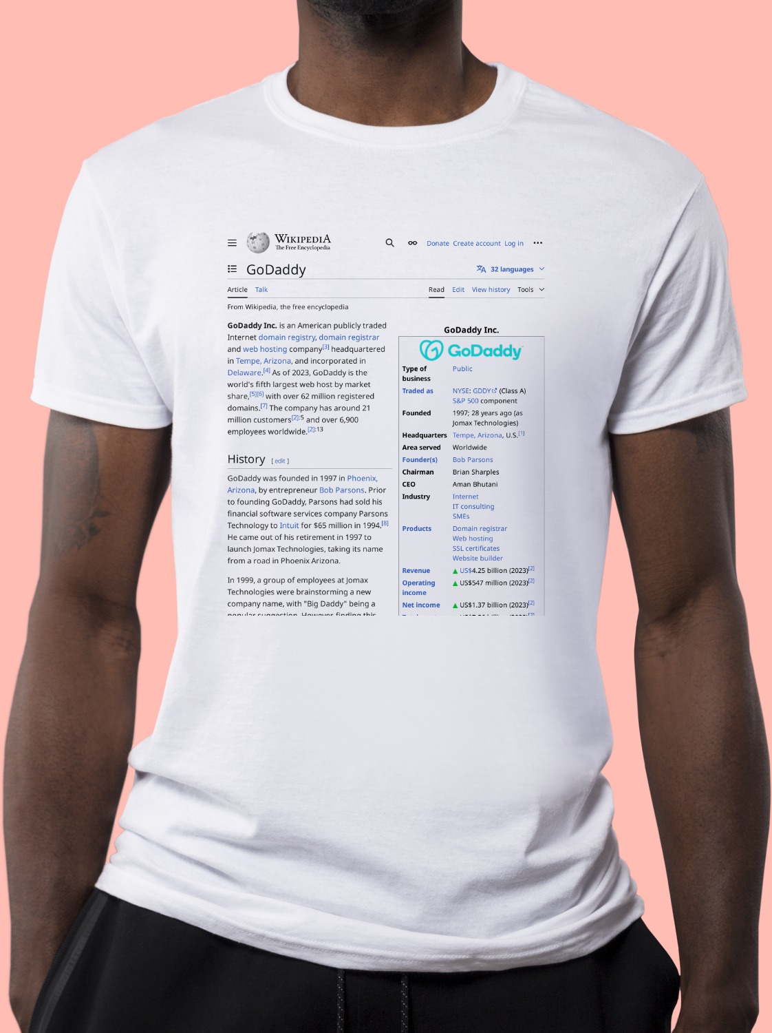 GoDaddy Wikipedia Shirt