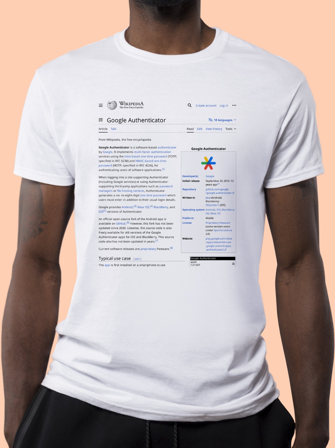 Google_Authenticator Wikipedia Shirt