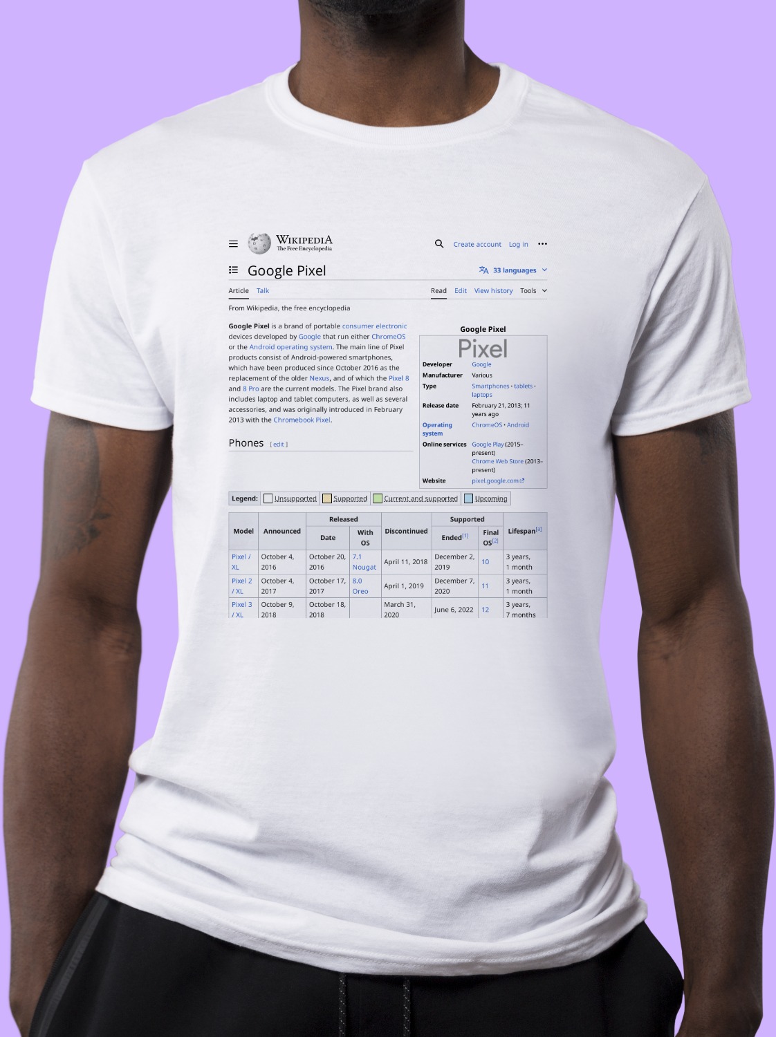 Google_Pixel Wikipedia Shirt