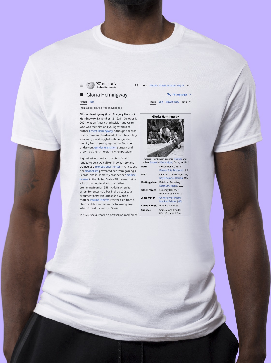 Gregory_Hemingway Wikipedia Shirt