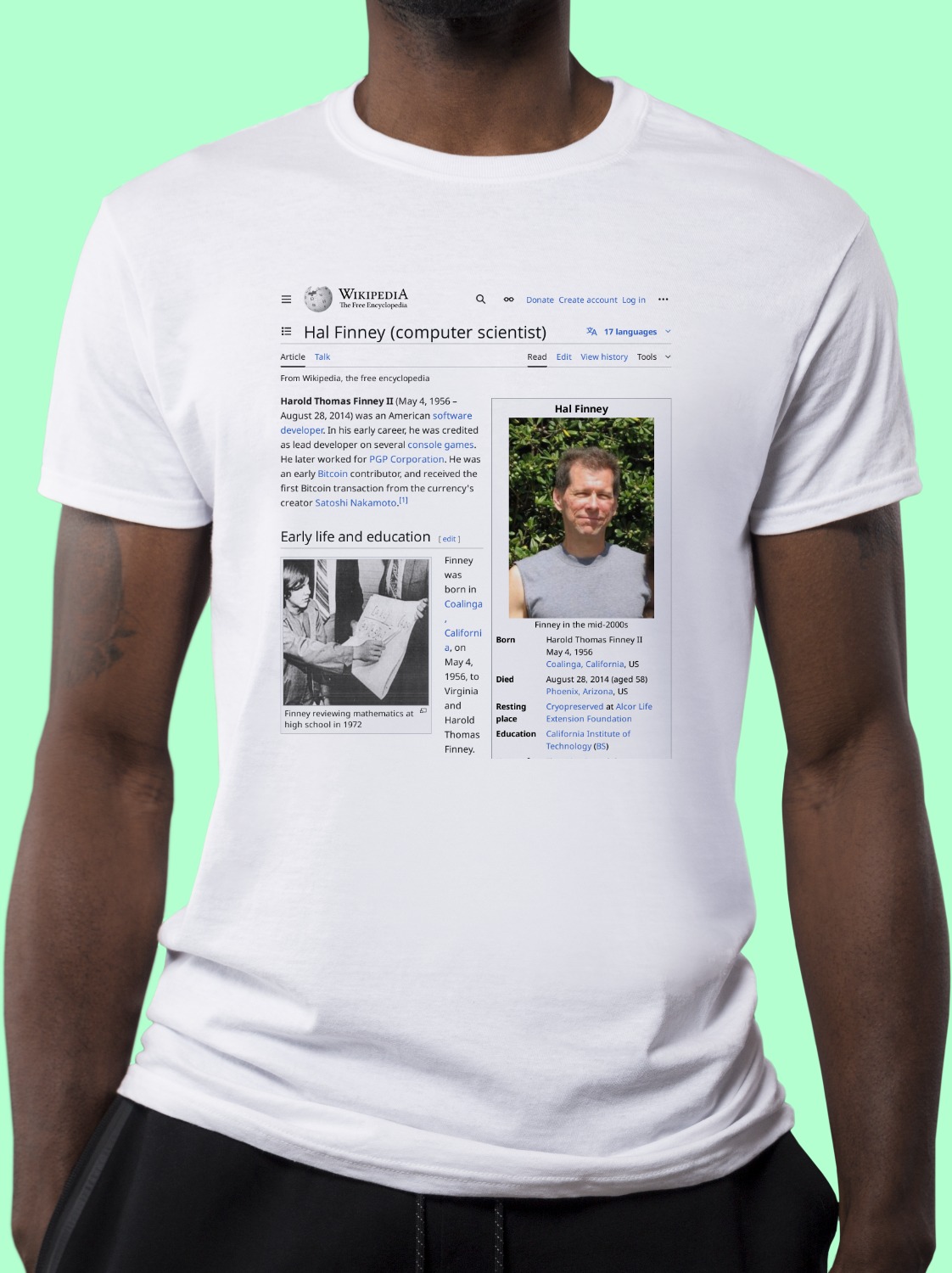 Hal_Finney_(computer_scientist) Wikipedia Shirt