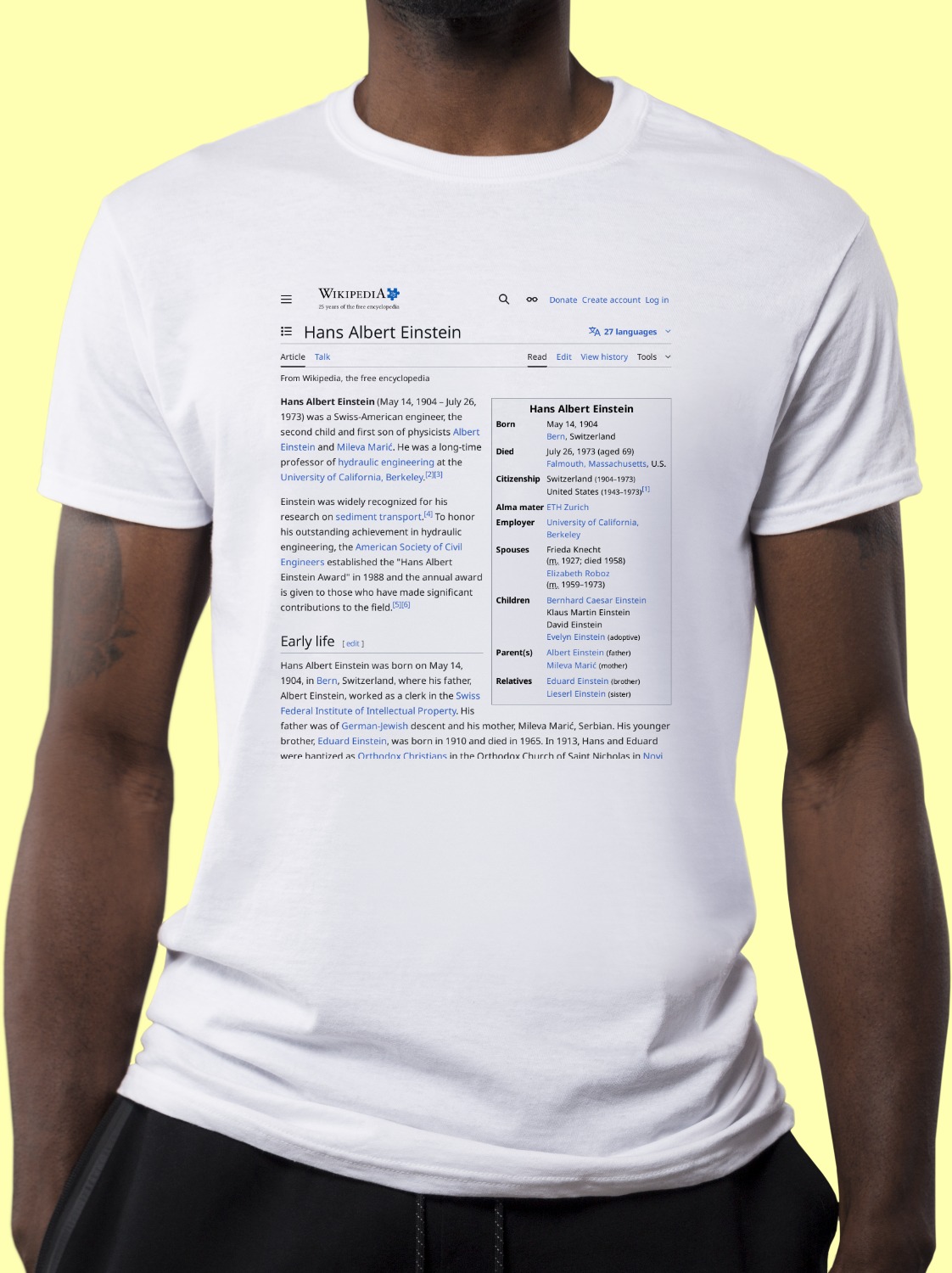 Hans albert einstein wikipedia t shirt