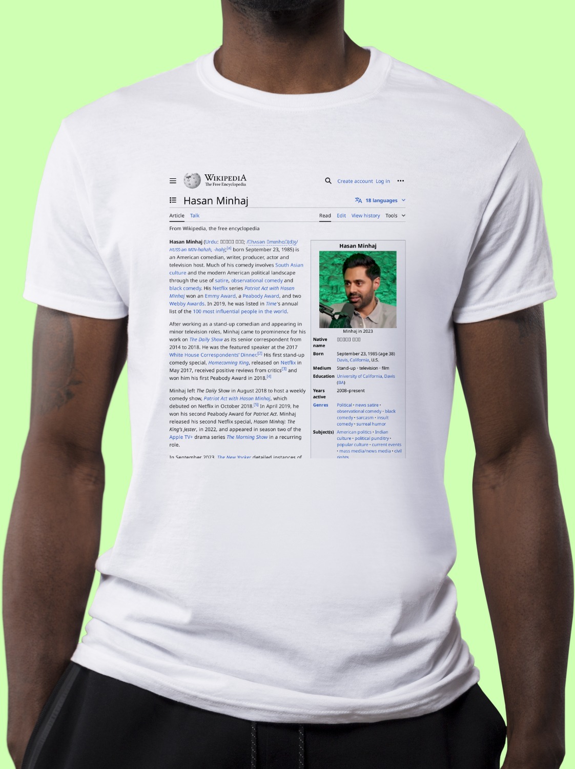 Hasan Minhaj Wikipedia T-Shirt