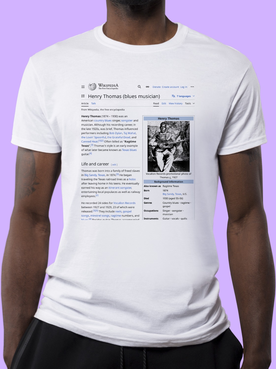 Henry_Thomas_(blues_musician) Wikipedia Shirt